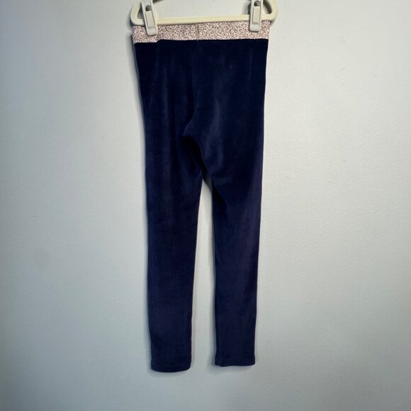 MINI BODEN Navy Velour Leggings Girls 7-8 Blue Velvet Sparkle Waist Girl Winter - Picture 2 of 5